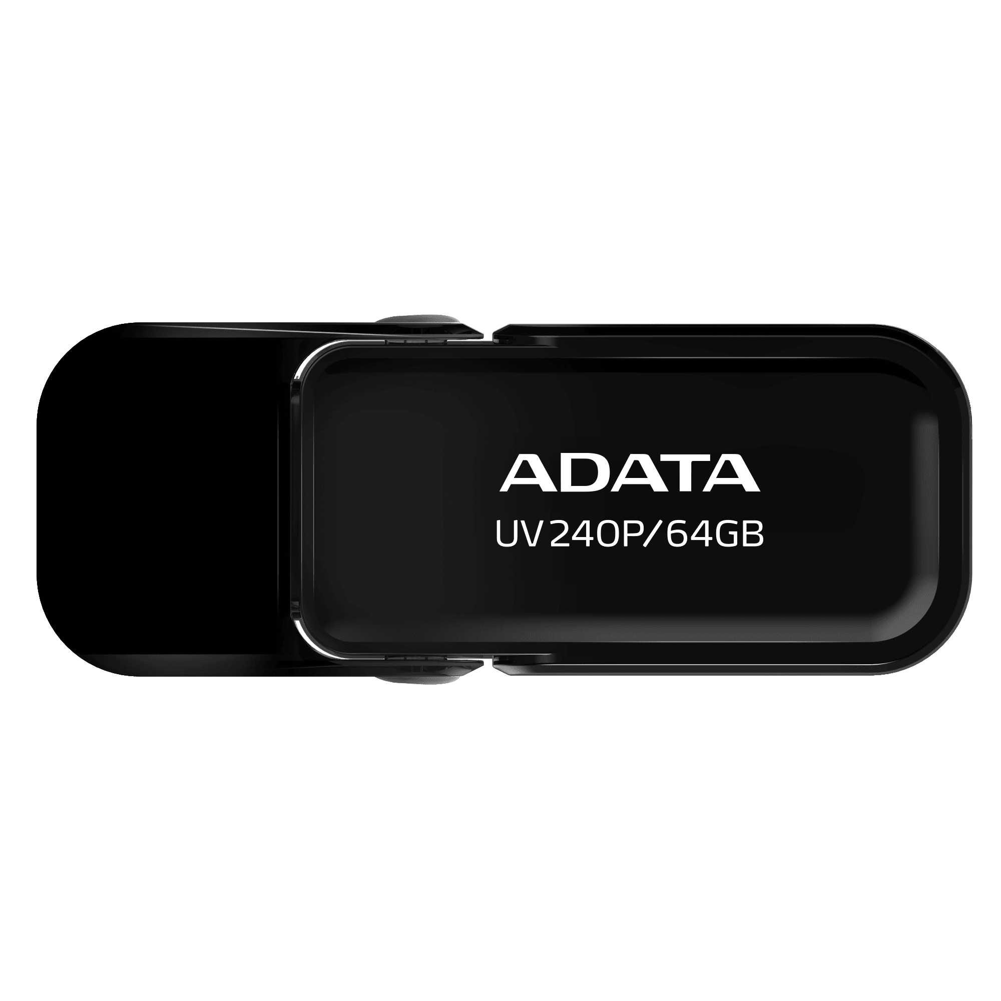 Black ADATA UV Two Forty Compact USB Flash Drive PNG Product Photo