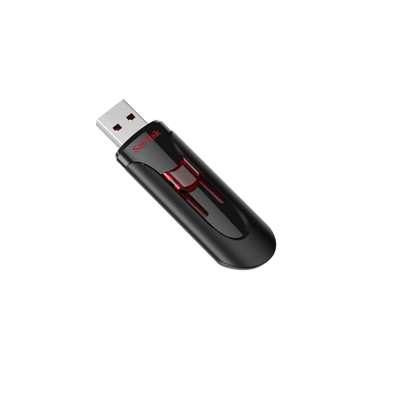 Black And Red Mini USB Flash Drive With Sliding Metal Connector PNG Product Graphic