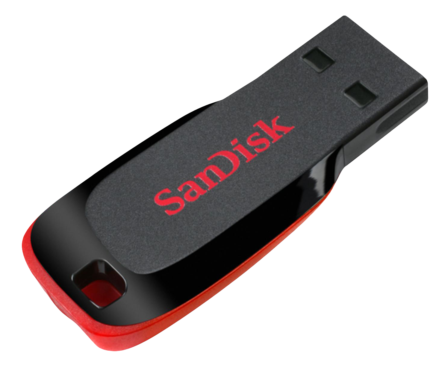 Black And Red SanDisk USB Flash Drive With Protective Cap PNG Product Image