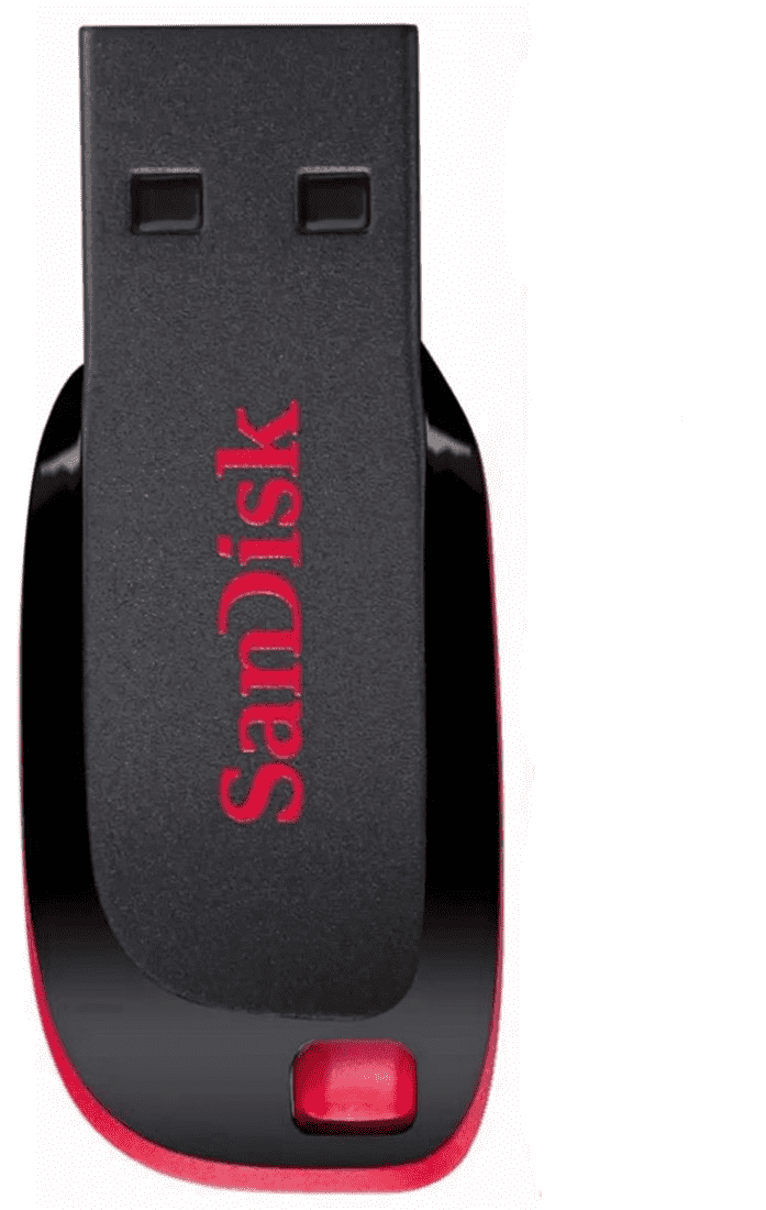 Black And Red SanDisk USB Thumb Drive With Curved Protective Cover PNG Photo