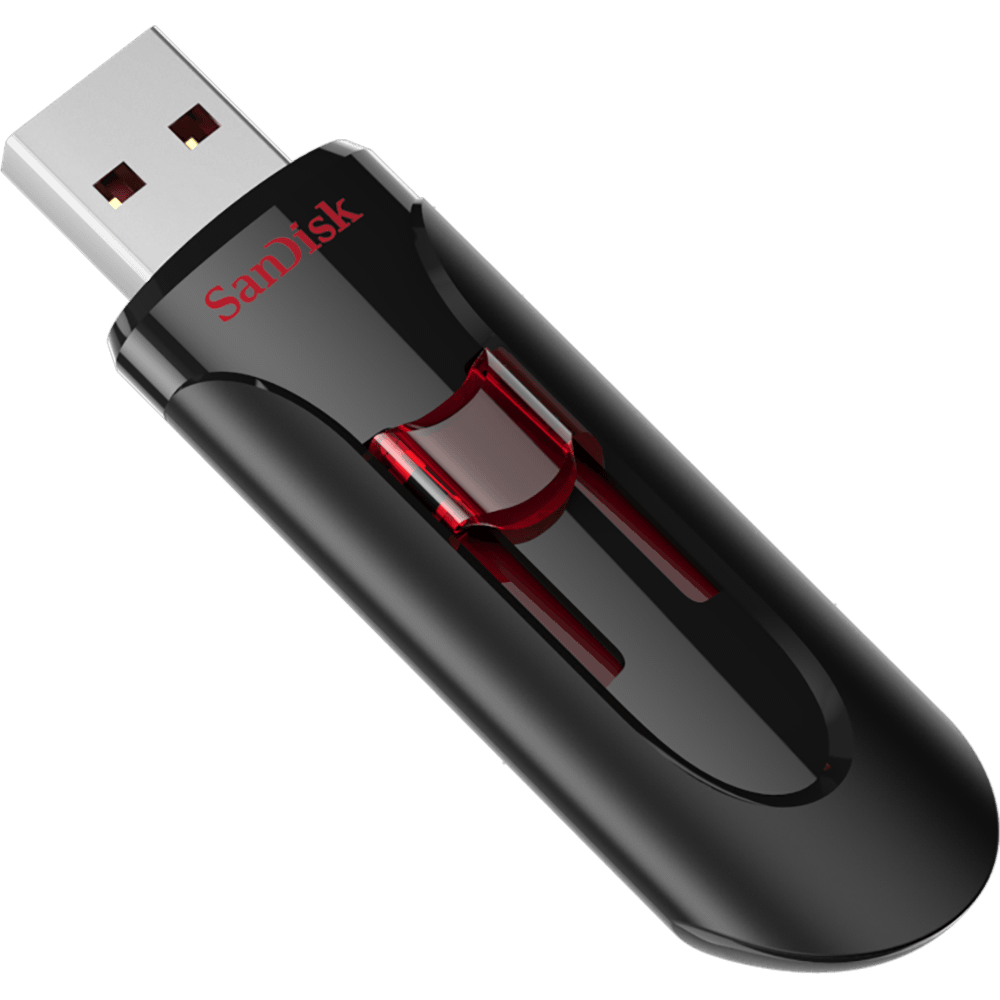 Black And Red Slider USB Thumb Drive With Retractable Connector PNG Image