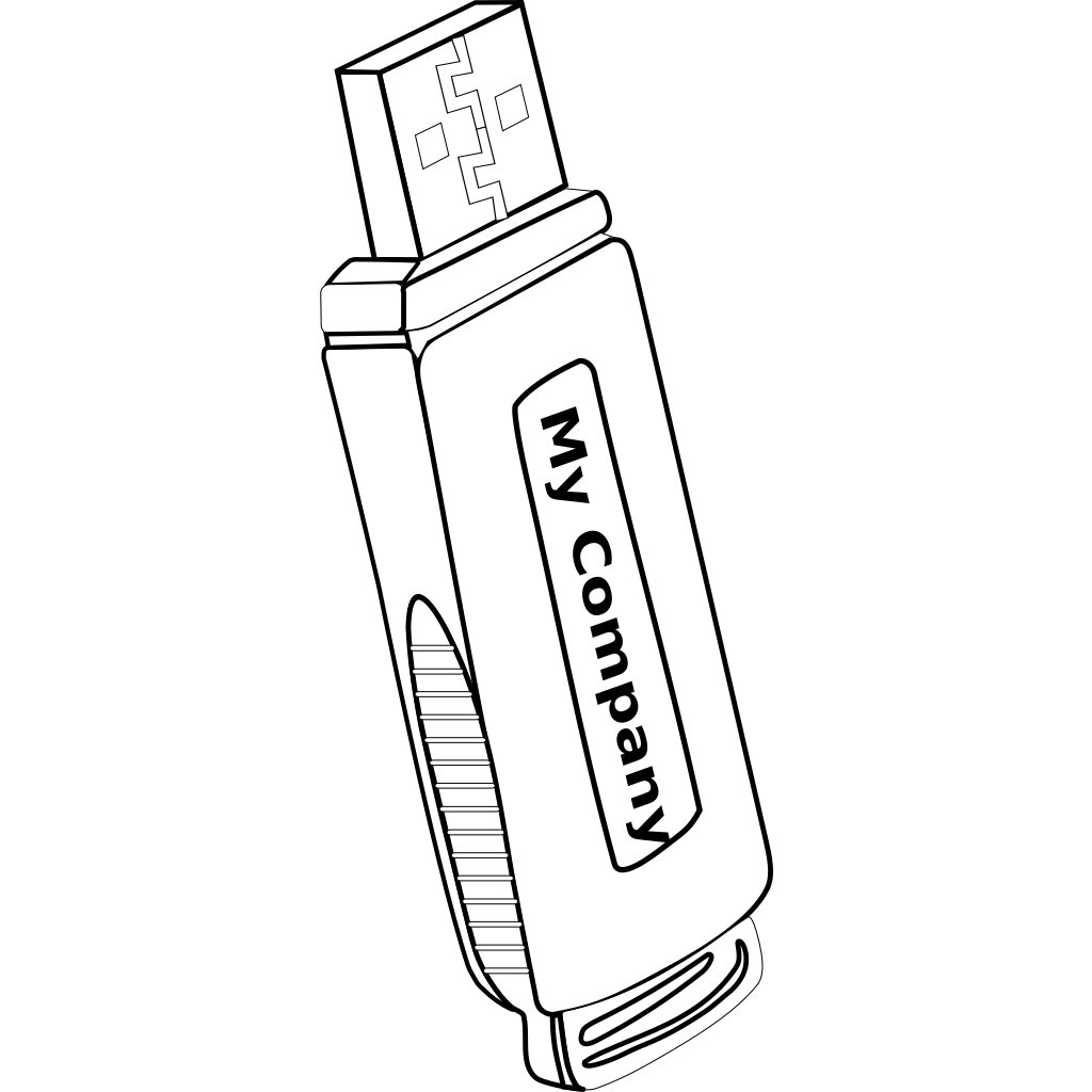 Black And White My Company USB Drive Outline Template PNG Artwork
