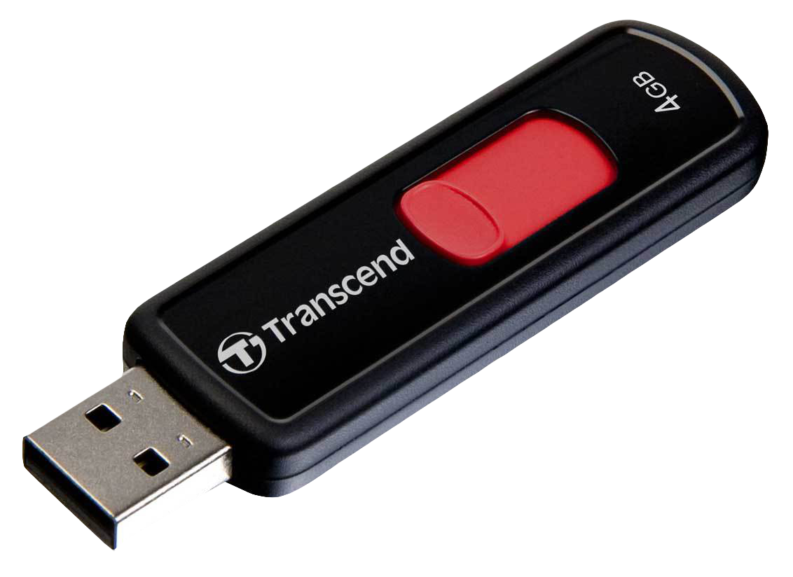 Black Transcend JetFlash USB Drive With Red Slider Button PNG Photo