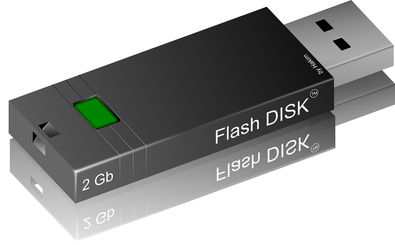 Black Two Gigabyte Flash Disk USB Drive With Green Indicator PNG Image