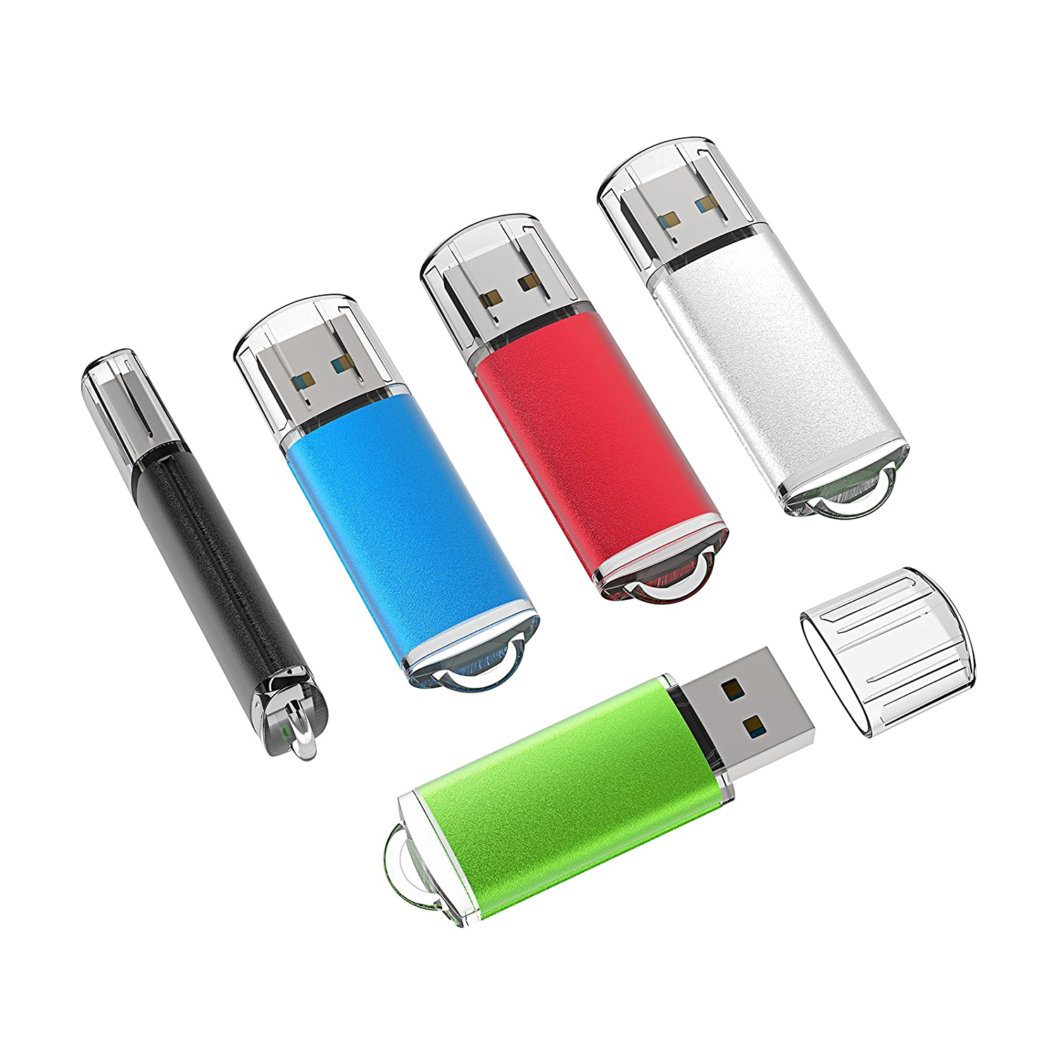 Collection Of Colorful USB Flash Drives With Interchangeable Caps PNG Graphic