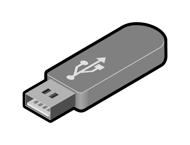 Gray USB Memory Stick Symbol With Universal Connector Outline PNG Graphic