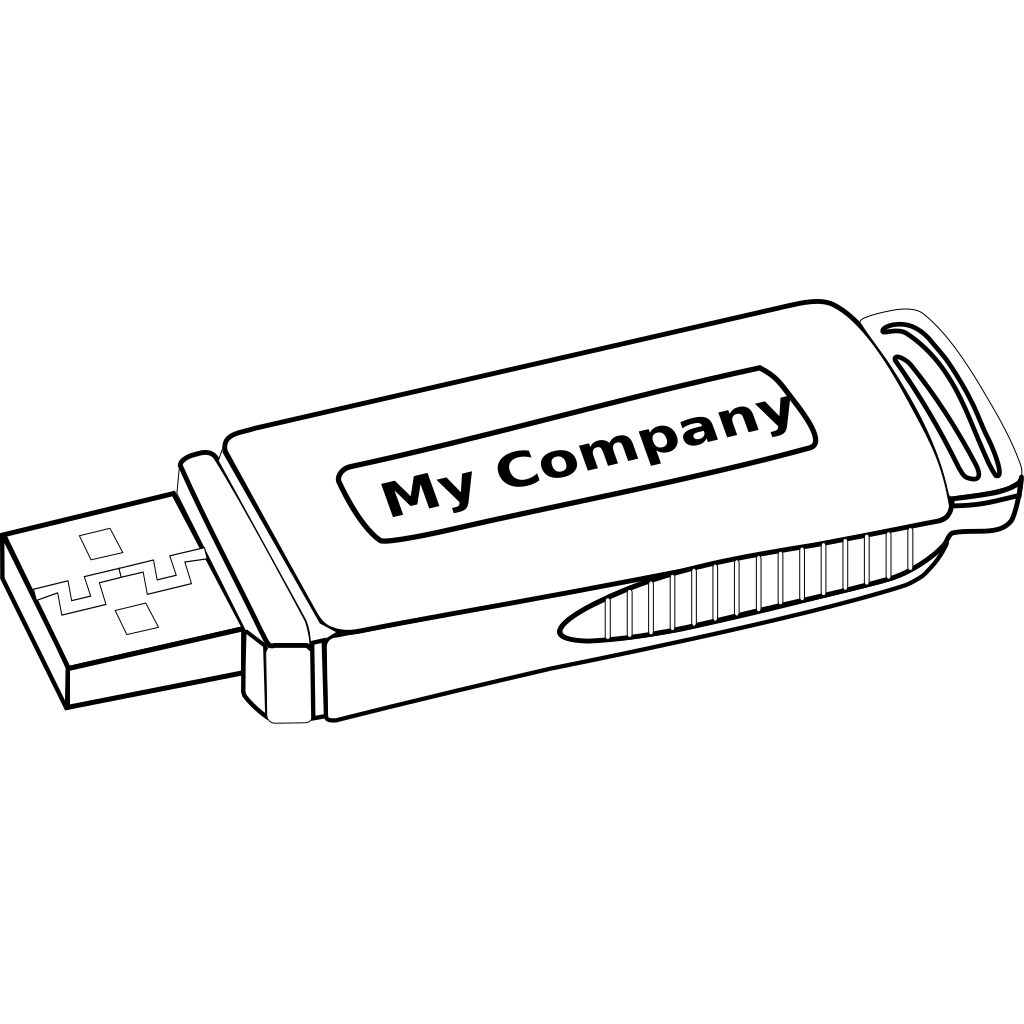 My Company USB Flash Drive Outline With Customizable Label PNG Template Graphic