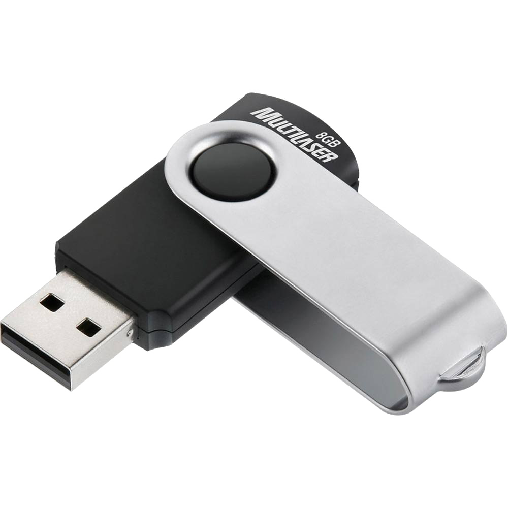 Silver And Black Rotating USB Flash Drive With Round Cover PNG Image