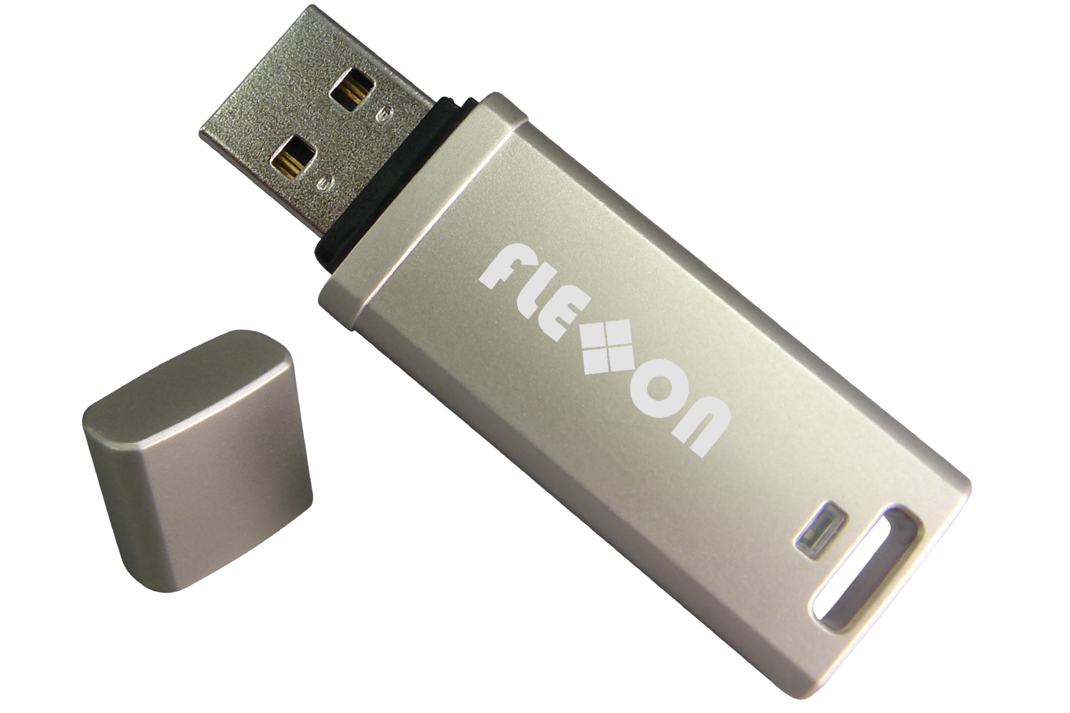 Silver Fujion USB Flash Drive With Detached Protective Cap PNG Product Image