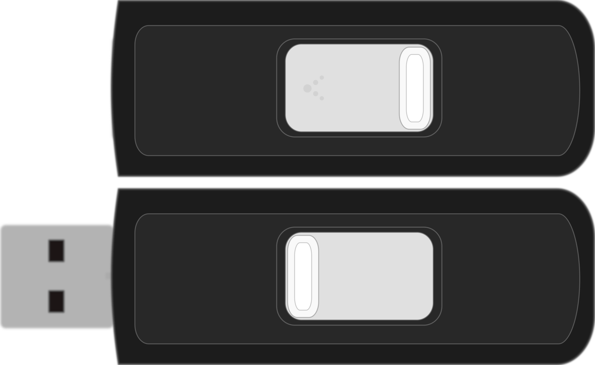 Two Black USB Thumb Drives With White Center Label Panels PNG Photo