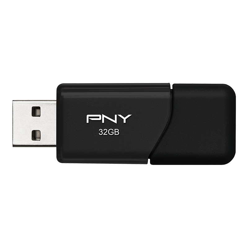 Black PDV Two Gigabyte USB Flash Drive With Connector Cap PNG Product Image
