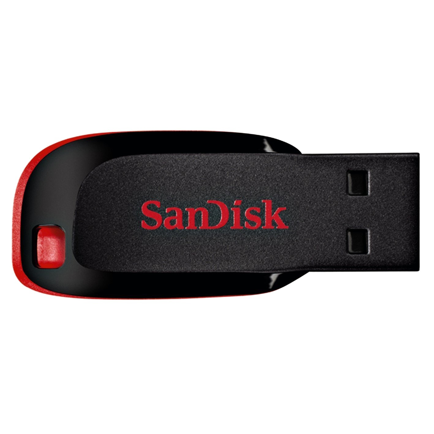 Black SanDisk USB Flash Drive With Red Edge And Curved Body PNG Product Photo