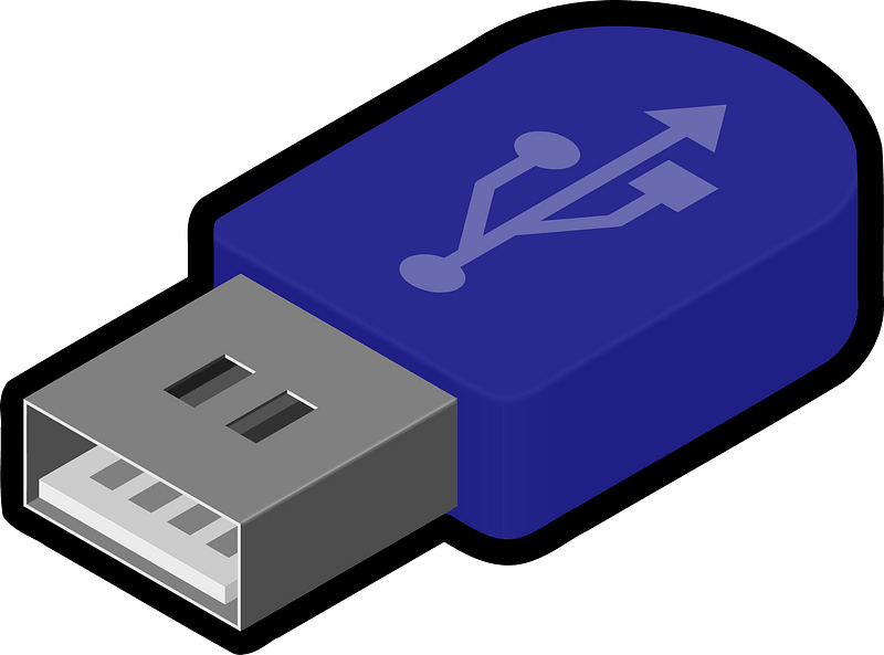 Blue Cartoon USB Stick With White Universal Serial Bus Symbol PNG Clipart