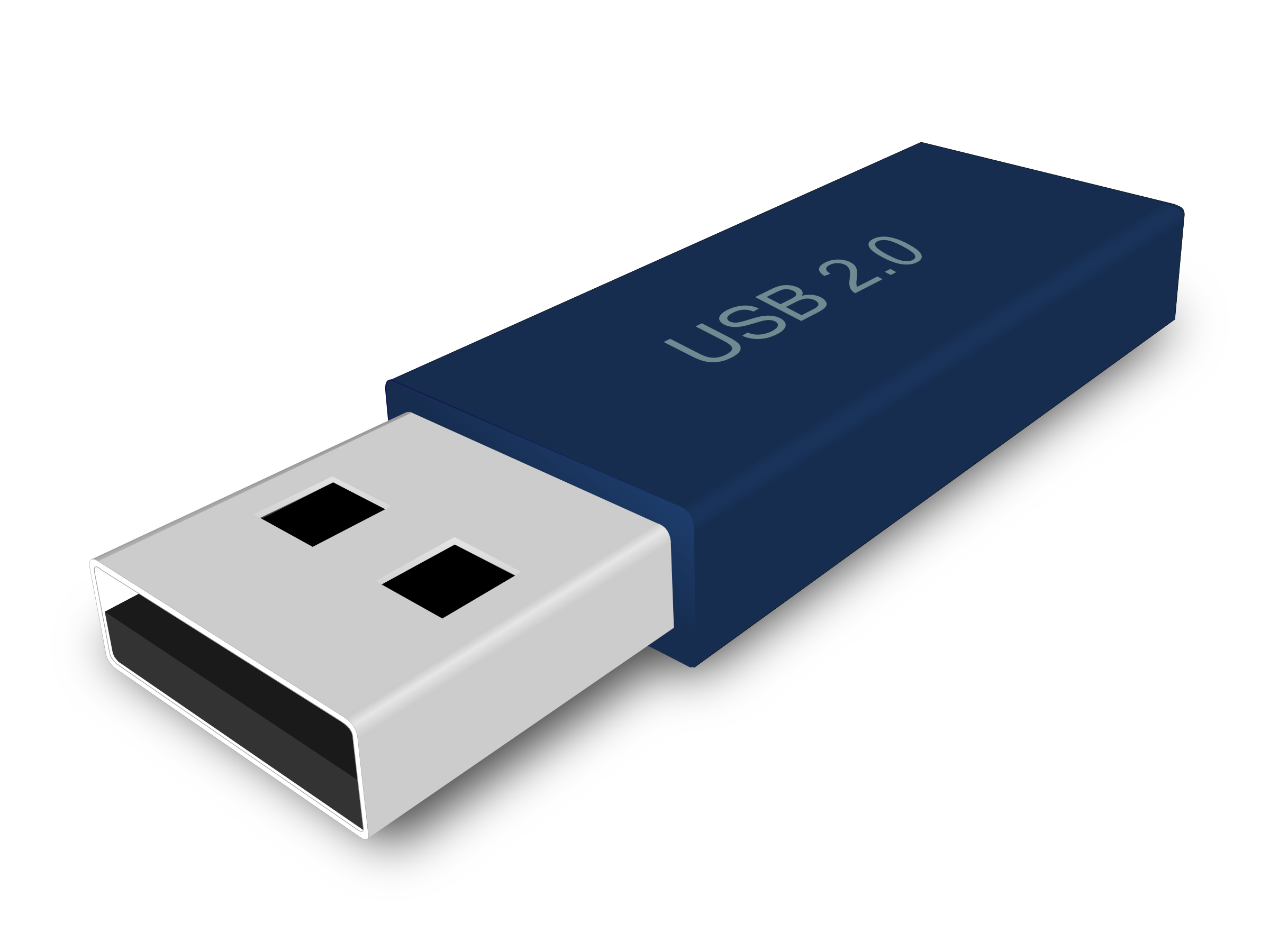 Blue USB Two Point Zero Flash Drive With White Connector PNG Product Image