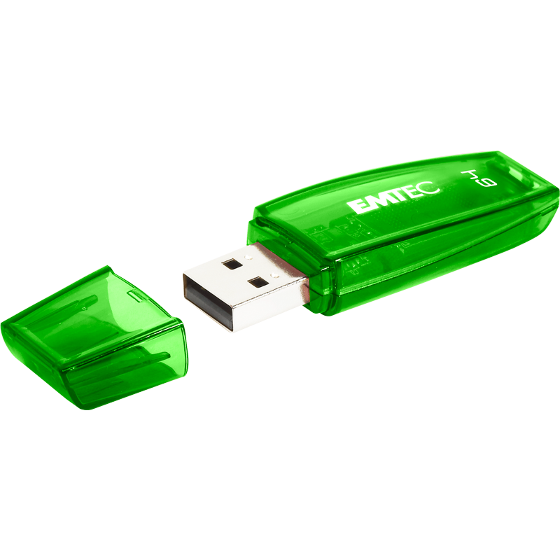 Pair Of Bright Green USB Flash Drives With Removable Caps PNG Product Image