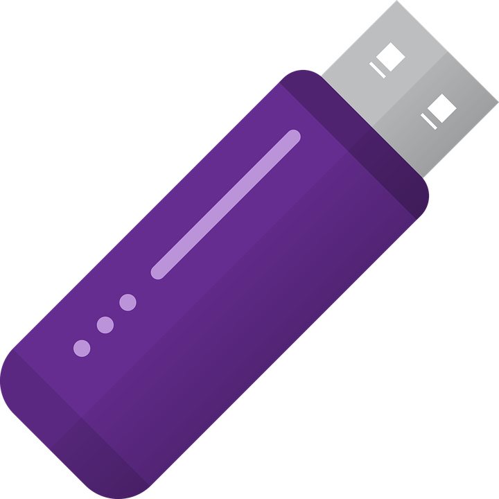 Purple USB Flash Drive With Smooth Plastic Body And Silver Plug PNG Image