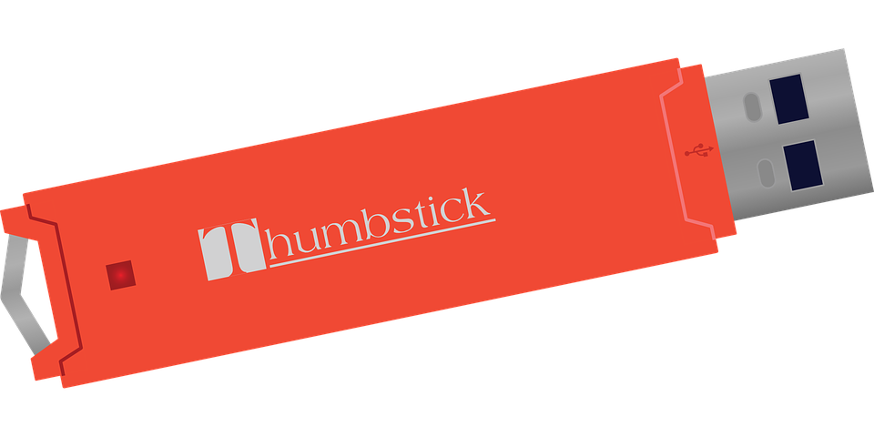 Red Mumstick USB Flash Drive With Orange Plastic Body PNG Product Image