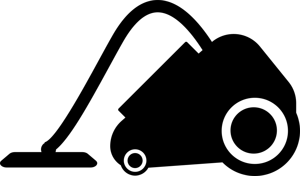 Black Canister Vacuum Cleaner Silhouette With Curved Hose PNG Icon