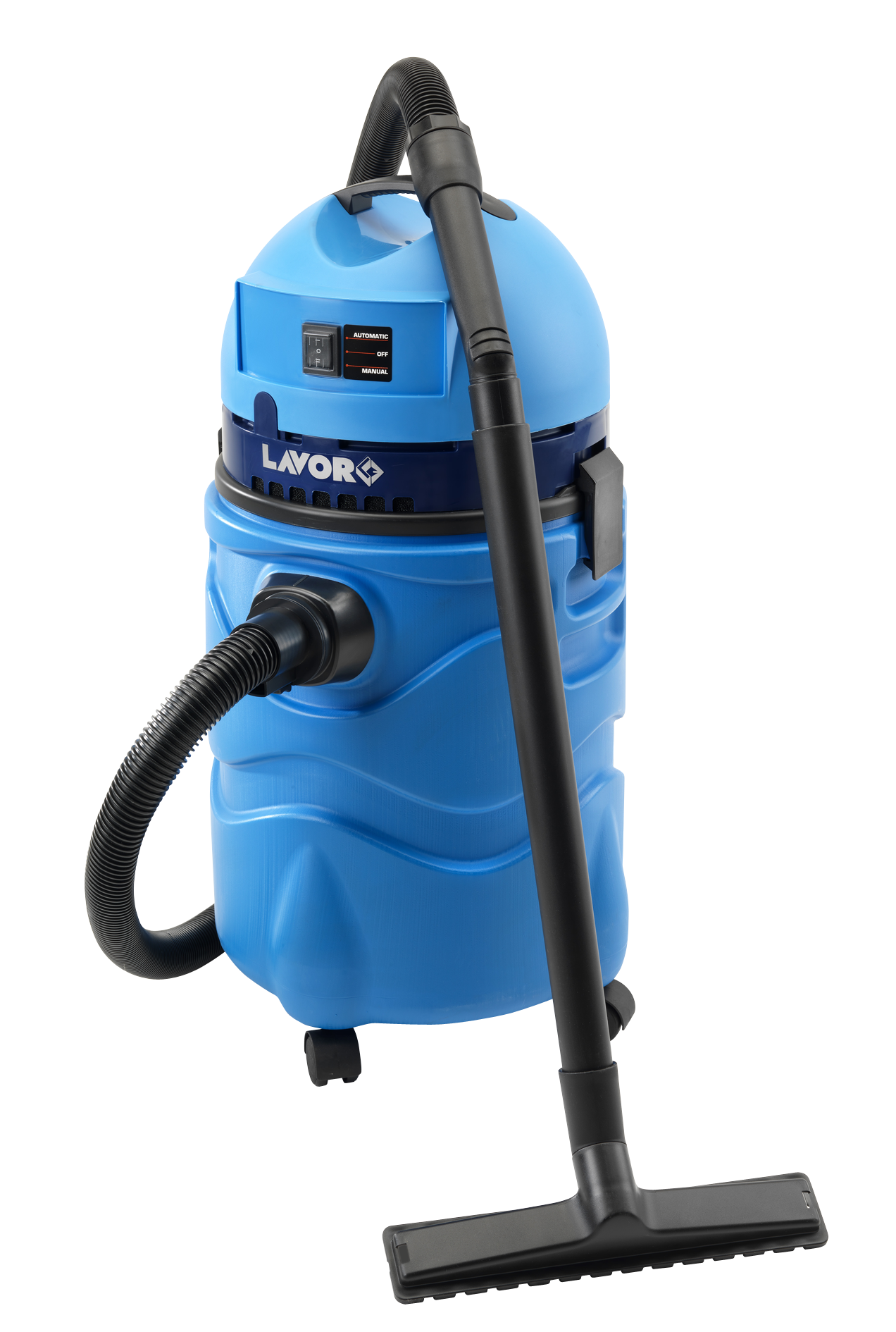 Blue Commercial Shop Vacuum Cleaner With Tall Tank And Metal Wand PNG Image
