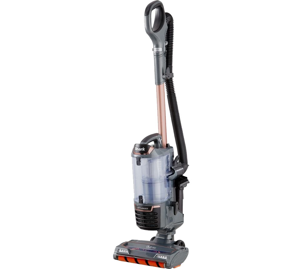 Gray Upright Stick Vacuum Cleaner With Transparent Dust Bin PNG Product Photo