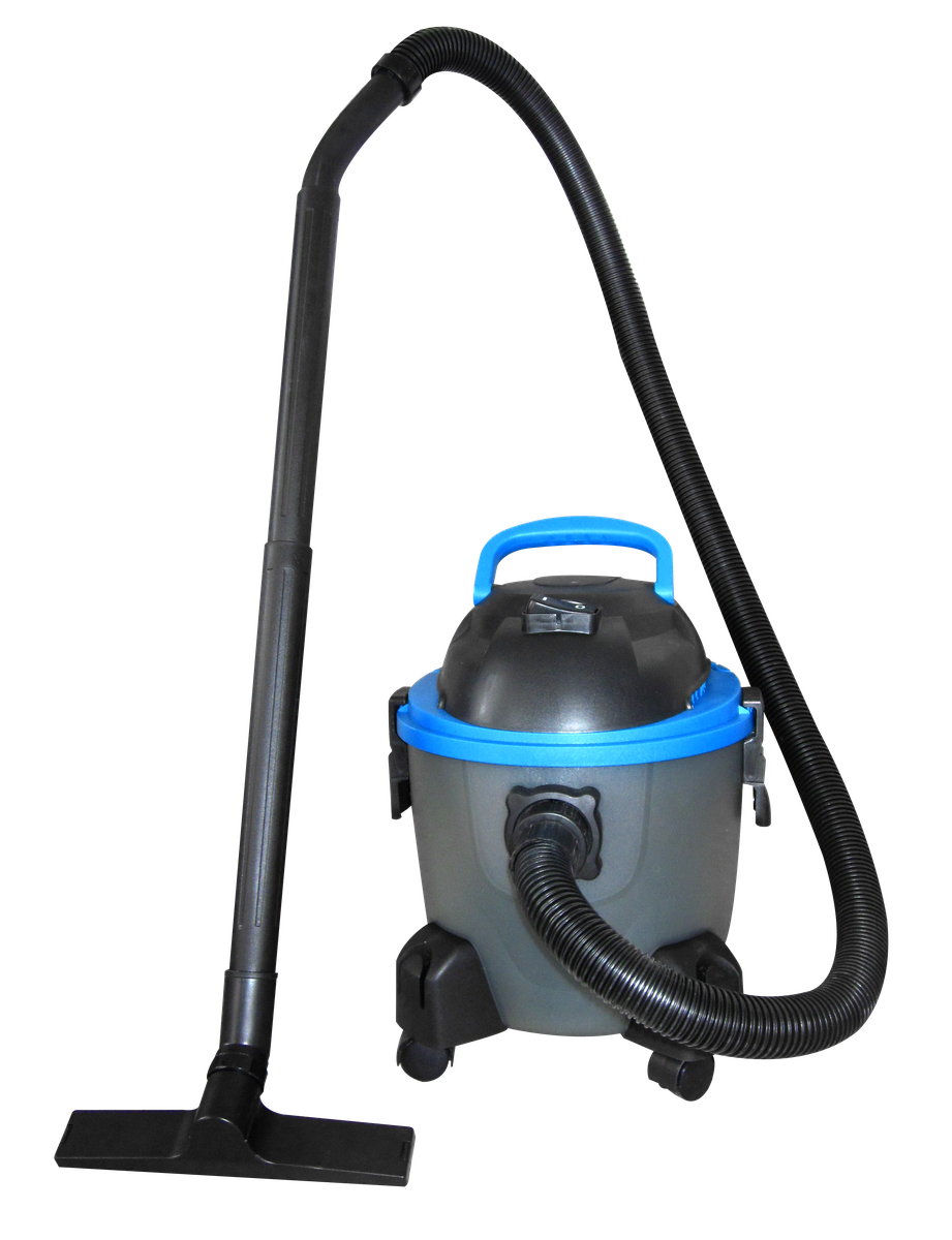 Blue Bagless Cylinder Vacuum Cleaner With Flexible Hose PNG Appliance Image