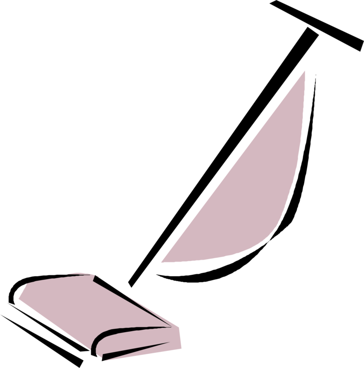 Pink And Black Stick Vacuum Cleaner Outline With Long Handle PNG Graphic