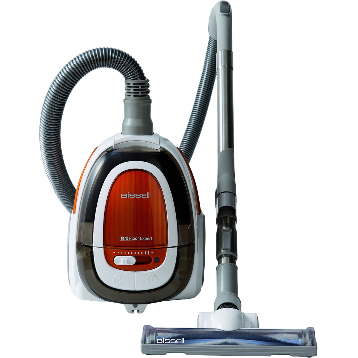 Red Canister Vacuum Cleaner With Floor Brush And Long Handle PNG Photo