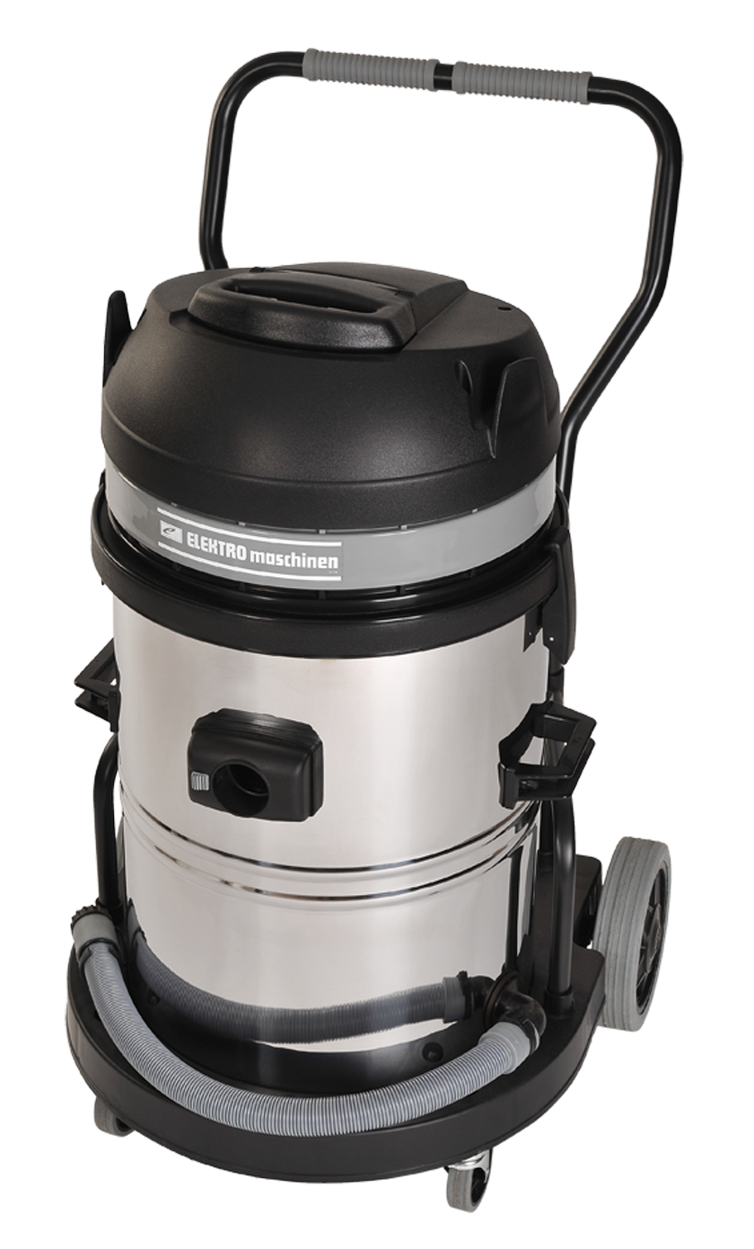 Stainless Steel Commercial Vacuum Cleaner With Black Motor Lid PNG Equipment Image
