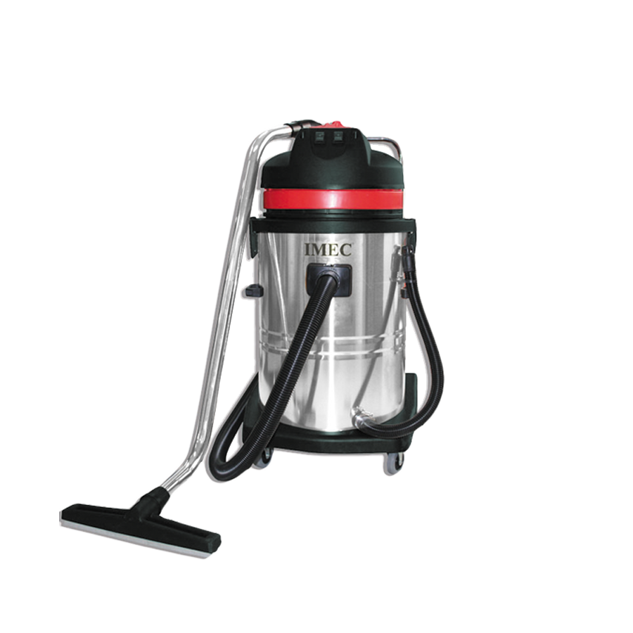 Stainless Steel Wet Dry Vacuum Cleaner With Red Lid And Metal Tank PNG Equipment Image