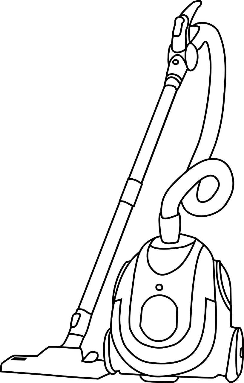 Technical Line Drawing Of Upright Canister Vacuum Cleaner PNG Diagram