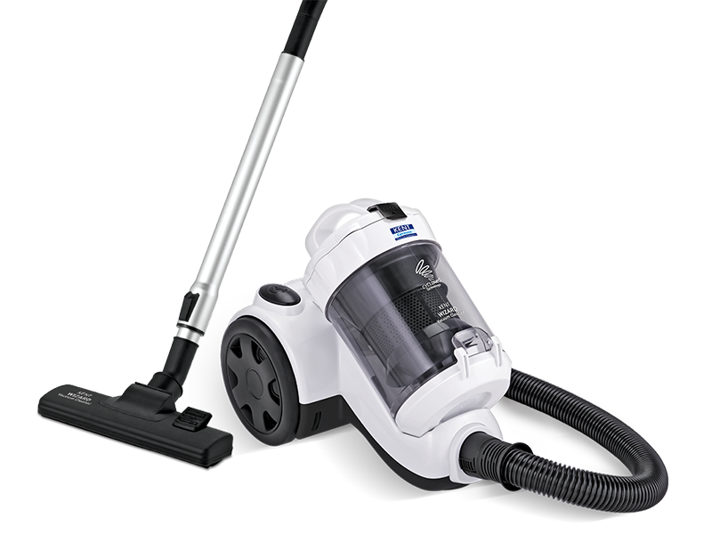 White Bagless Canister Vacuum Cleaner With Clear Dust Cup PNG Image
