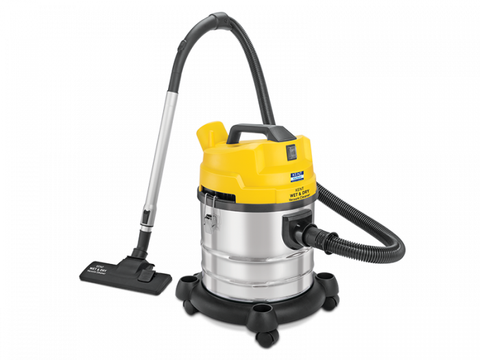 Yellow Top Wet Dry Shop Vacuum With Gray Utility Tank PNG Product Image