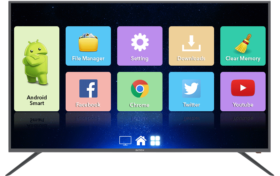 Android Smart TV Home Menu With Colorful App Tiles PNG Screen Graphic