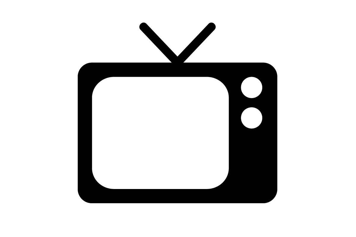 Simple Black Retro Television Symbol With Antenna And Side Buttons PNG Icon