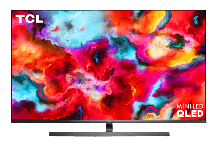 TCL QLED Smart TV With Bright Multicolor Abstract Art Screen PNG Product Photo