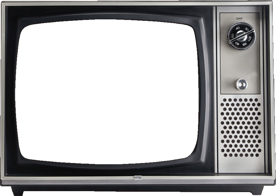 Vintage Black CRT Television Set With Antenna And Side Controls PNG Illustration