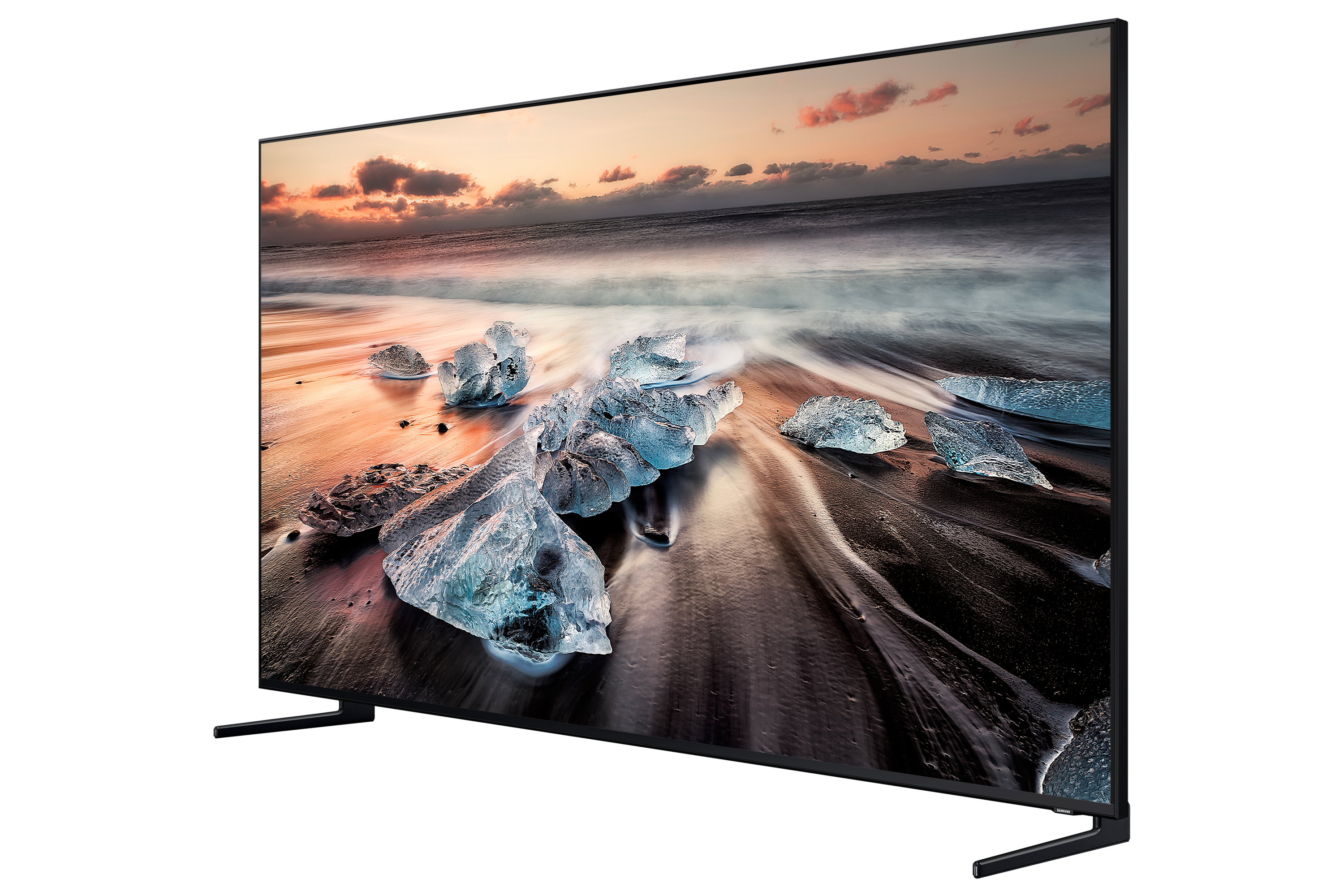 Wide Screen TV Showing Rocky Coastline And Ocean Surf PNG Product Photo