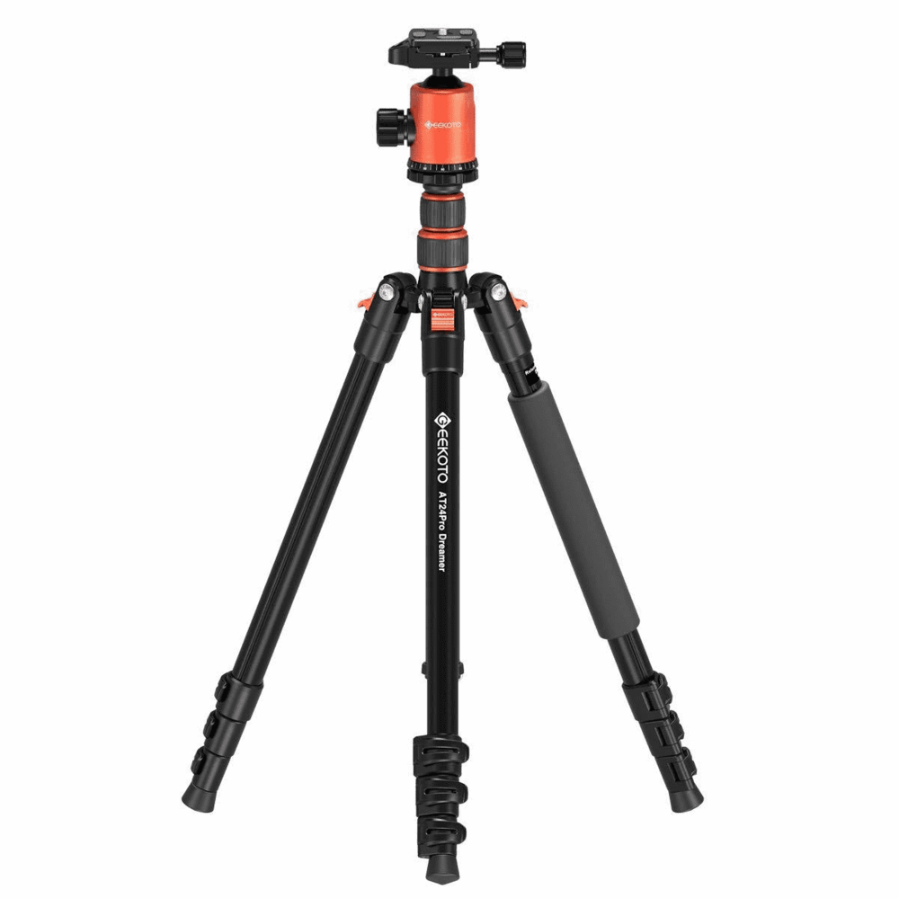 Black And Orange Aluminum Camera Tripod Product Transparent PNG Image