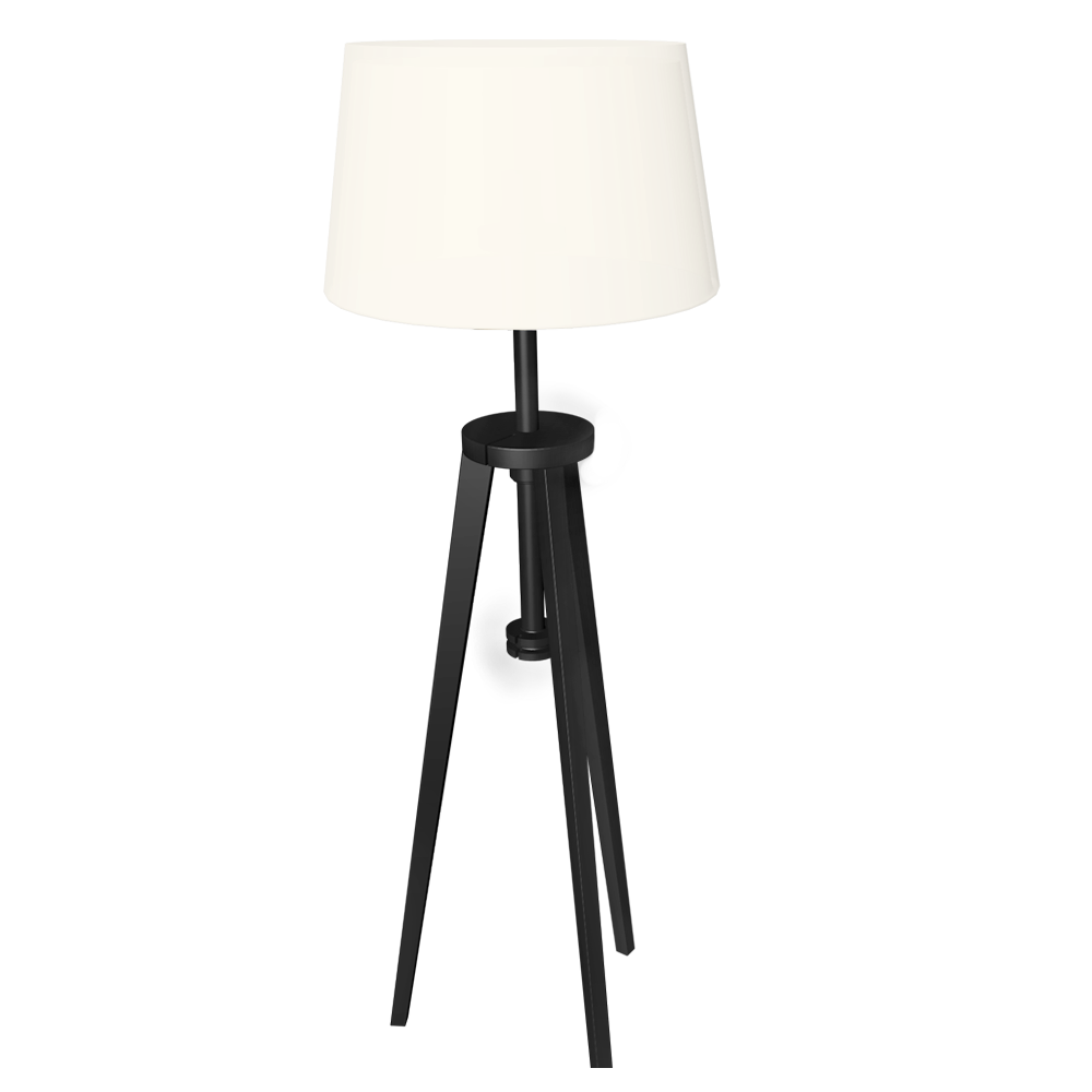 Modern Floor Lamp With Black Tripod Legs Transparent Background PNG Image