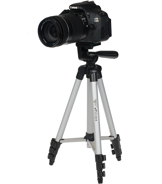 DSLR Camera Mounted On Compact Travel Tripod Isolated PNG Image