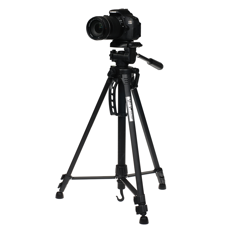 DSLR Camera On Full Size Black Photography Tripod PNG Photo