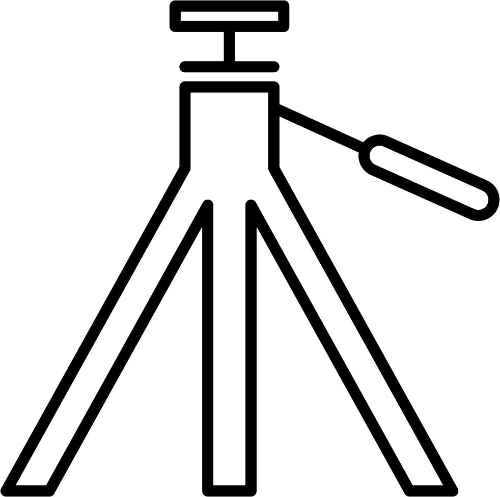 Simple Camera Tripod Stand Black Outline Icon Transparent PNG Illustration
