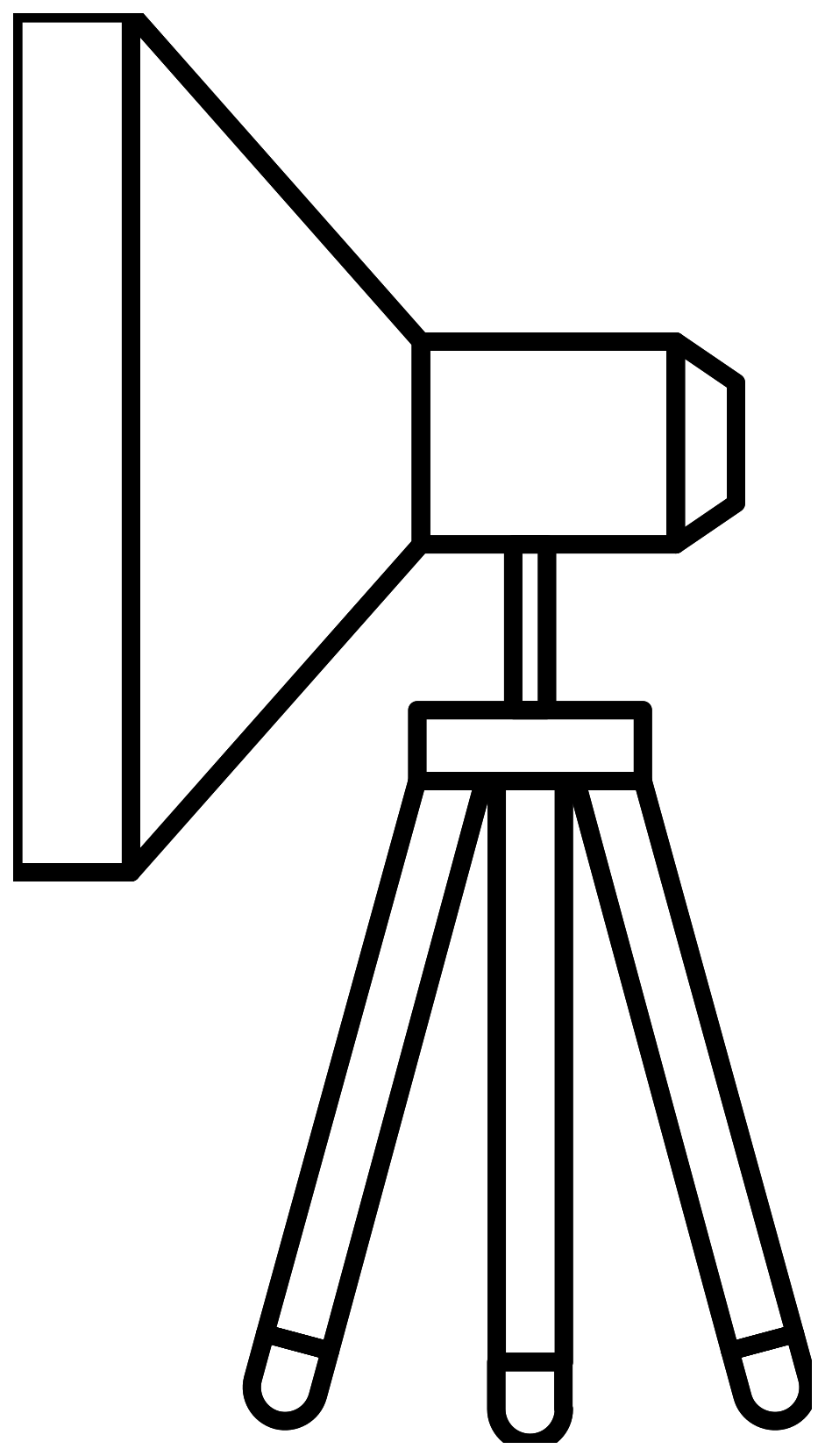 Line Drawing Of Video Camera Mounted On Tripod Stand Transparent PNG Icon