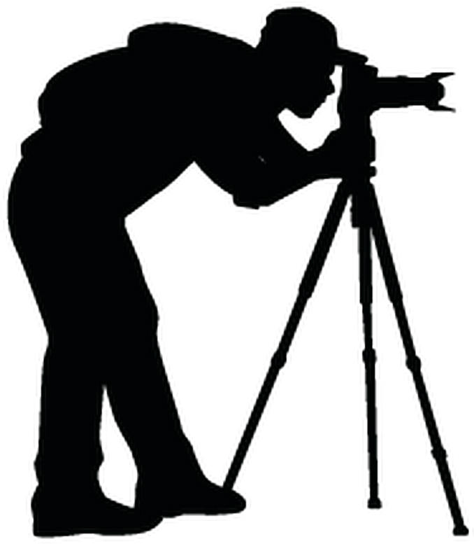 Photographer Using Camera On Tripod Black Silhouette PNG Illustration