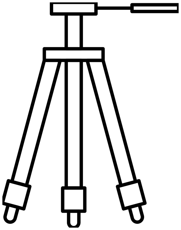 Technical Outline Drawing Of Three Leg Camera Tripod PNG Illustration