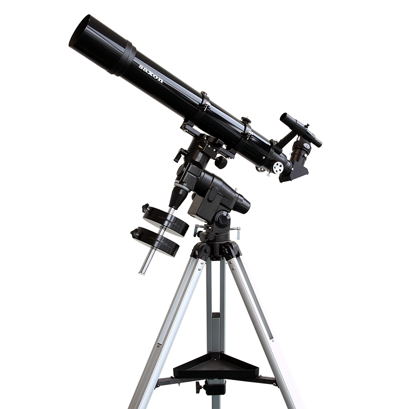Black And Silver Beginner Refractor Telescope With Tripod PNG Product Image