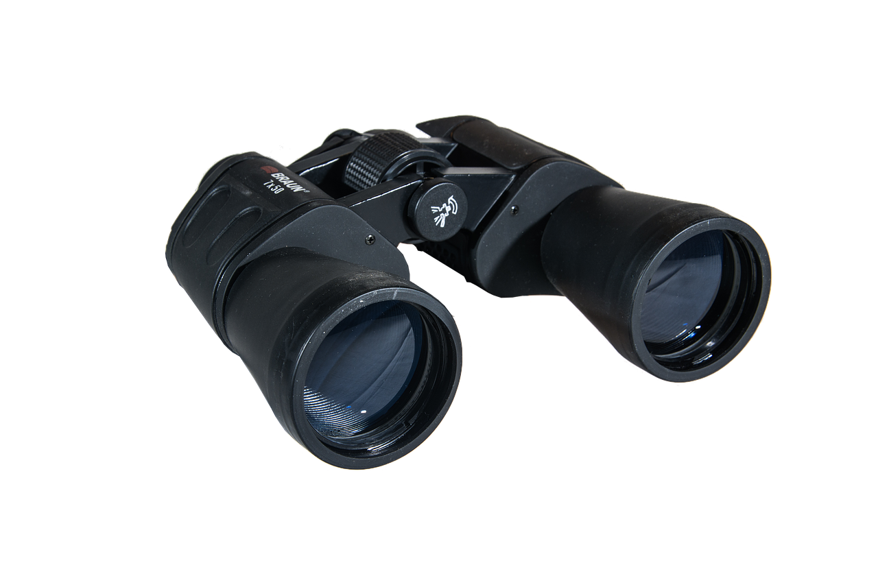 Black Binoculars Front View Isolated On Transparent Background PNG Image
