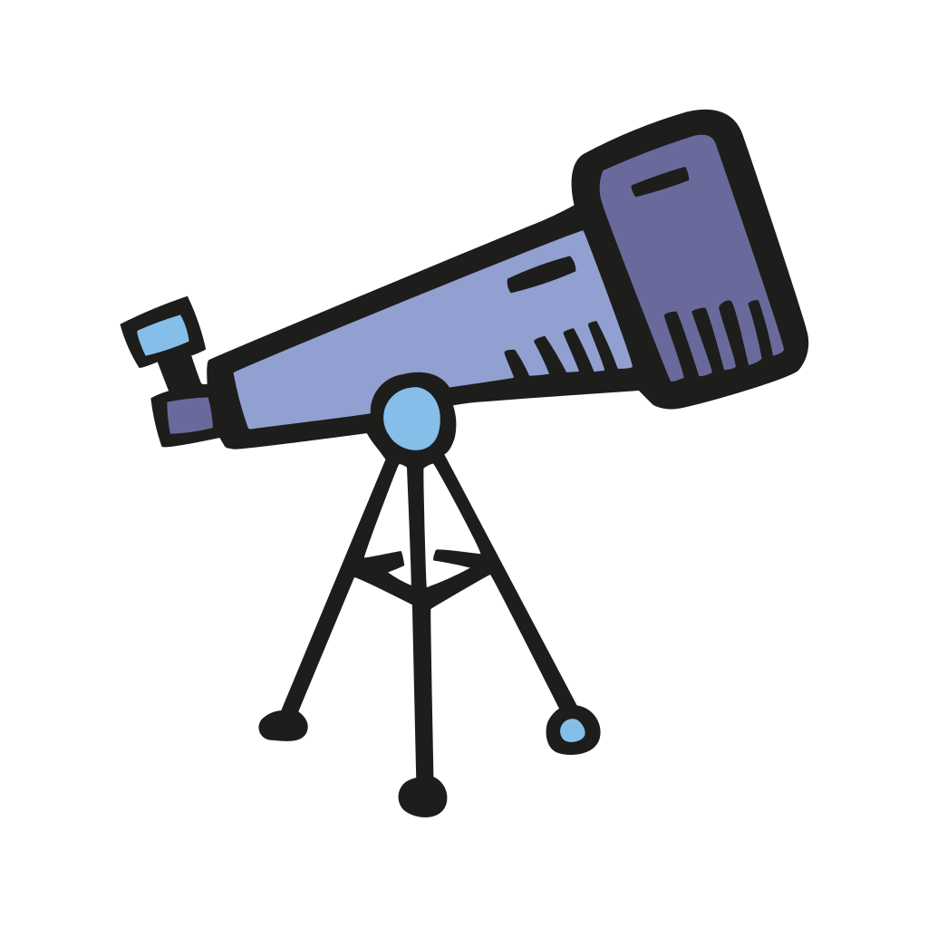 Cute Blue Smartphone Camera Styled As Telescope On Mini Tripod PNG Illustration