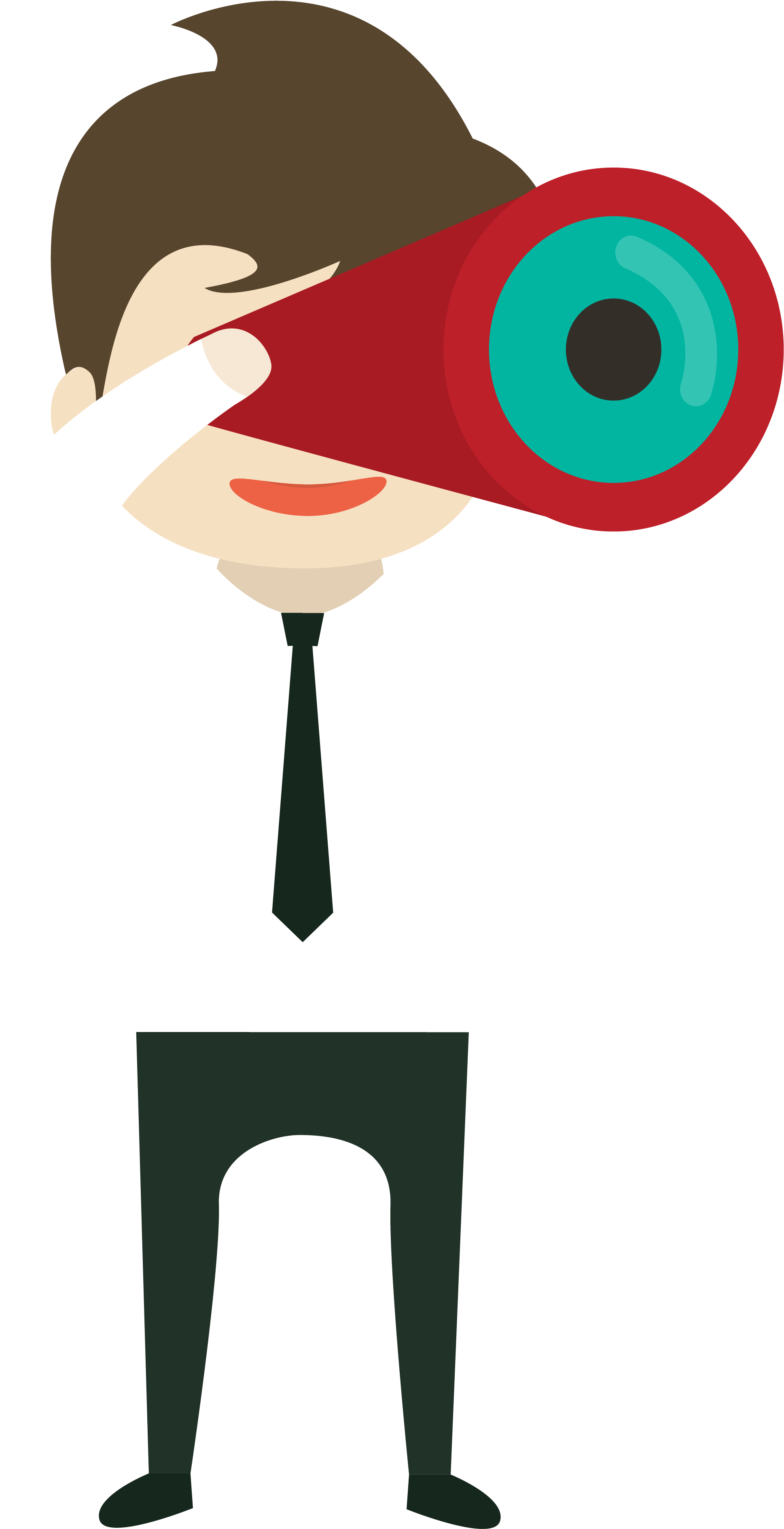 Cute Child Peeking Through Red Green Toy Telescope PNG Cartoon