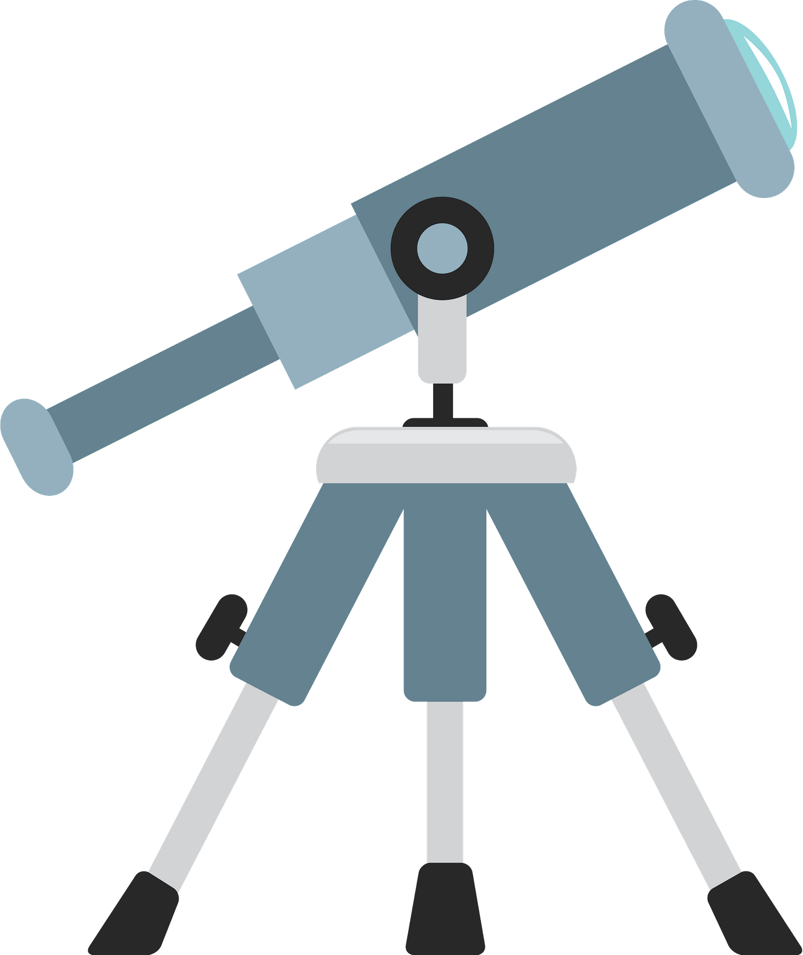 Cute Light Blue Telescope On Tripod Cartoon Transparent PNG Clipart